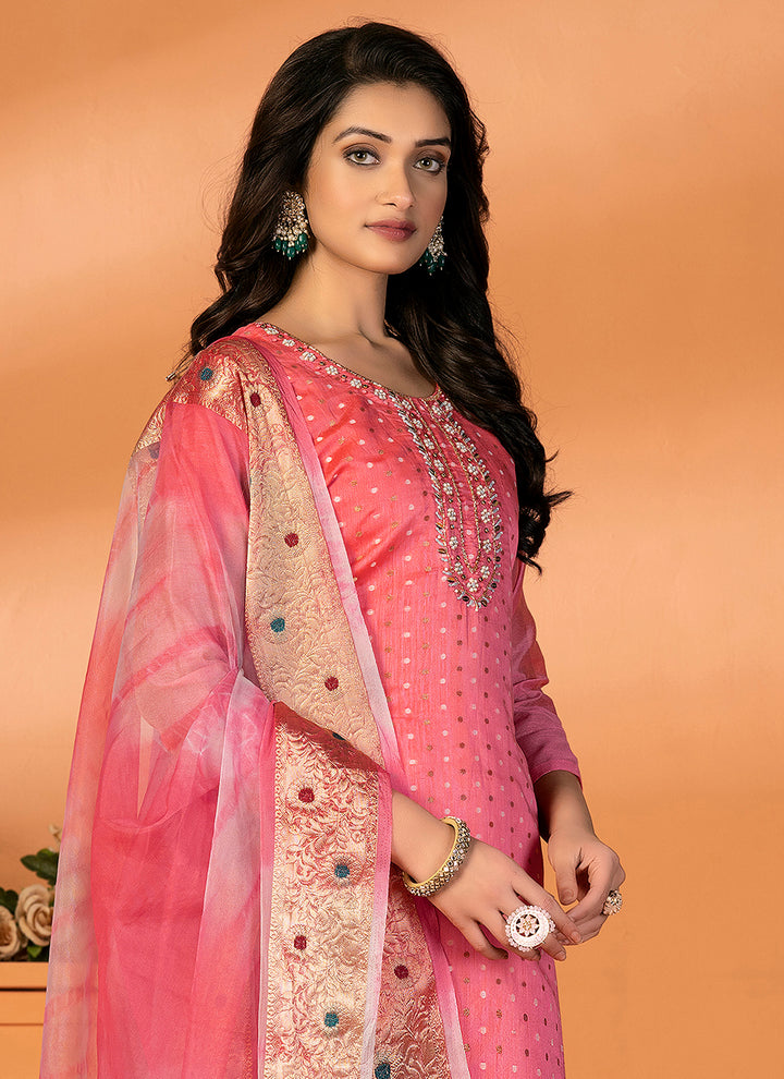 Elegant Embroidered Kurtis Set | Modal-Silk Top & Santoon Bottom for Festive Events