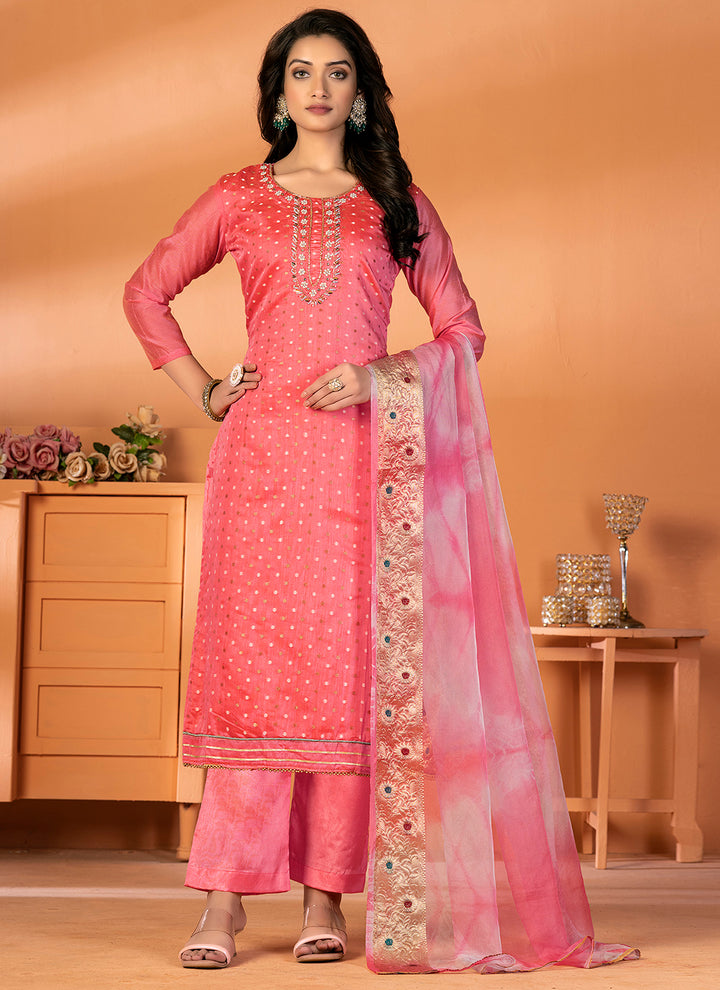 Elegant Embroidered Kurtis Set | Modal-Silk Top & Santoon Bottom for Festive Events