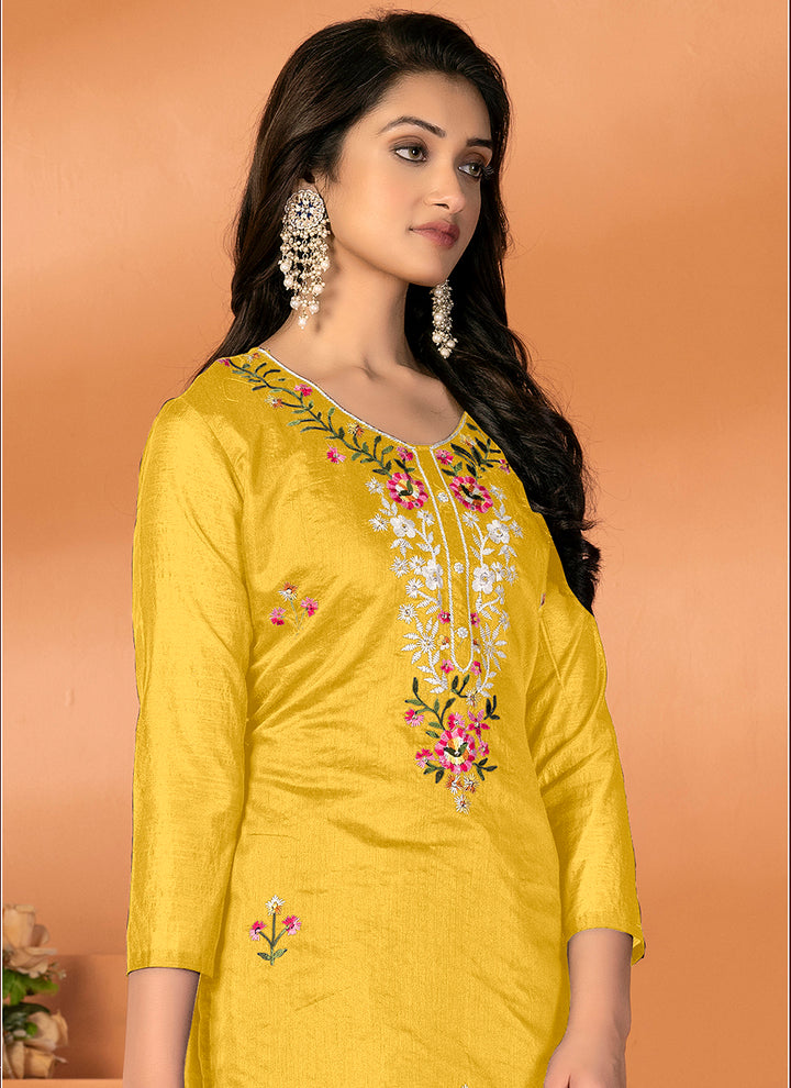 Elegant Embroidered Kurtis Set | Modal-Silk Top & Santoon Bottom | Party Ready