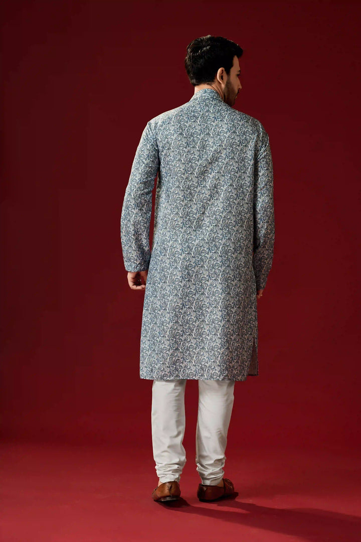 Grey Cotton Kurta & Pajama Set | Designer Men's Festive Wear