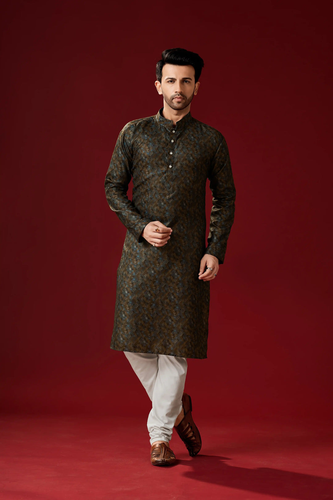 Designer Brown Kurta Pajama Set | Men’s Traditional Festive Attire