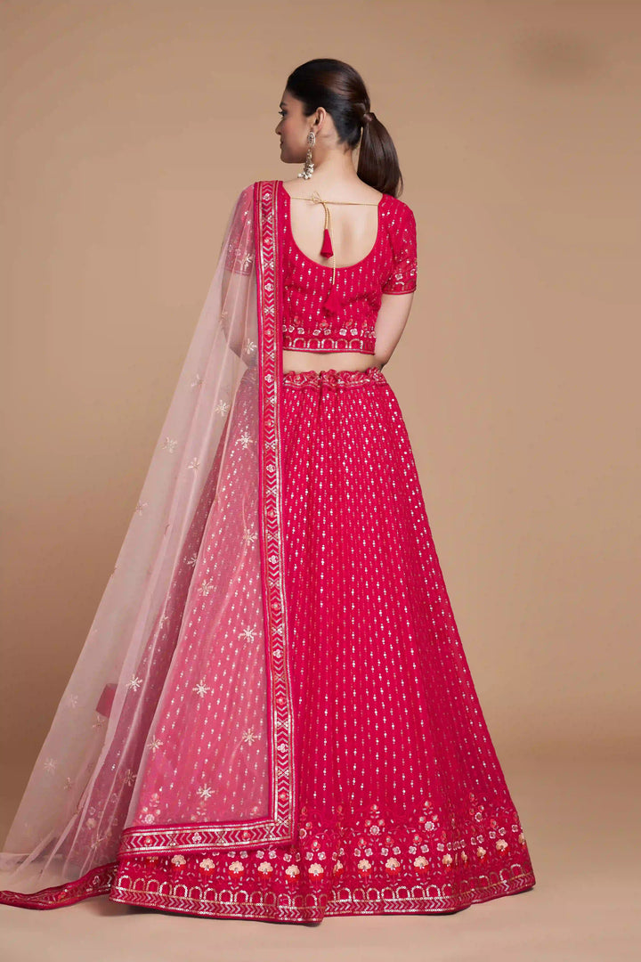 Designer Georgette Lehenga | Sequined & Thread-Embroidery for Weddings
