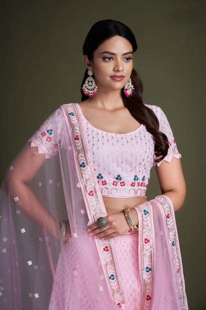 Designer Georgette Lehenga | Sequined & Thread-Embroidery for Weddings