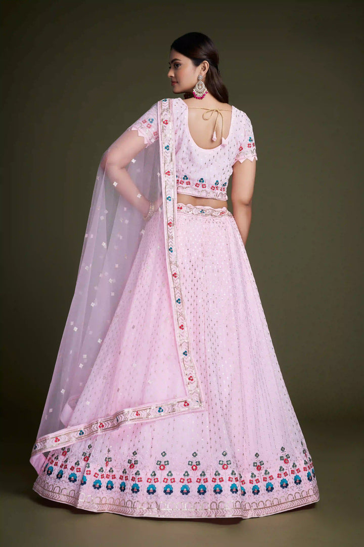 Designer Georgette Lehenga | Sequined & Thread-Embroidery for Weddings