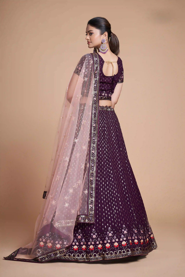 Designer Georgette Lehenga | Sequined & Thread-Embroidery for Weddings