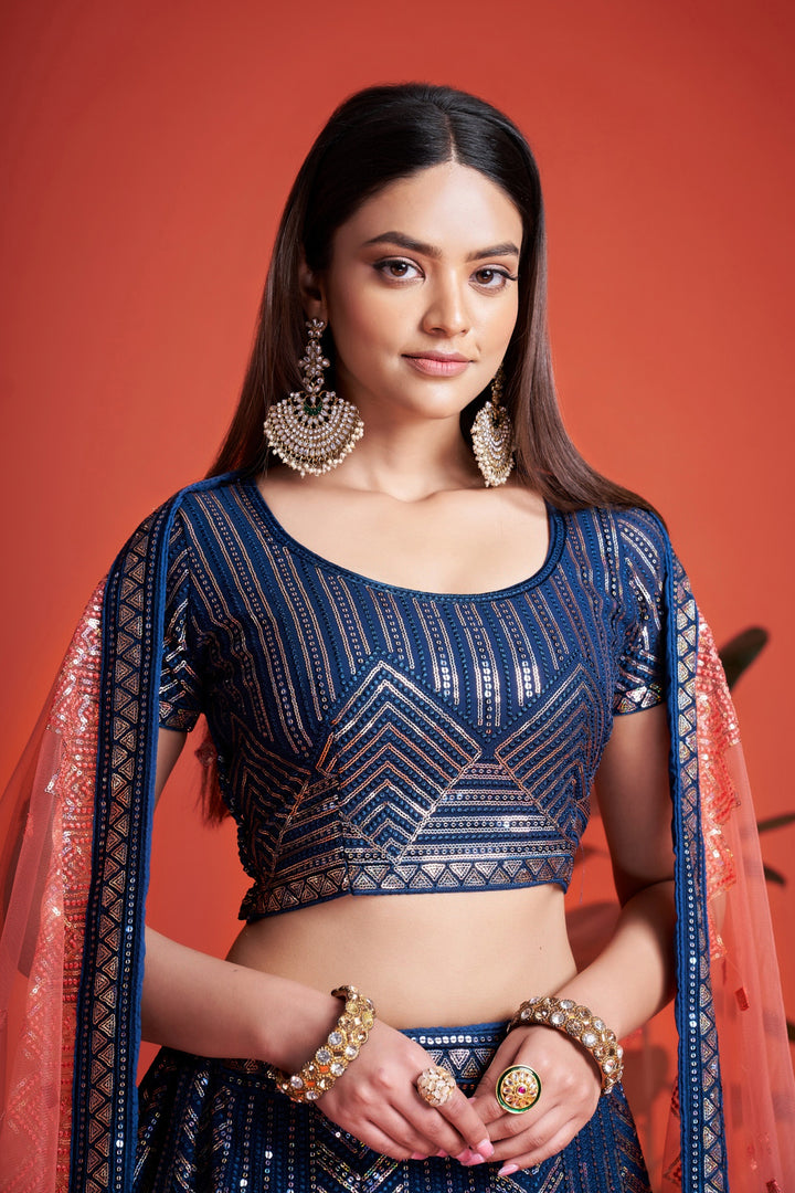 Designer Georgette Lehenga | Sequined & Embroidered for Weddings & Parties