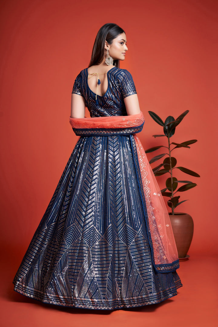 Designer Georgette Lehenga | Sequined & Embroidered for Weddings & Parties