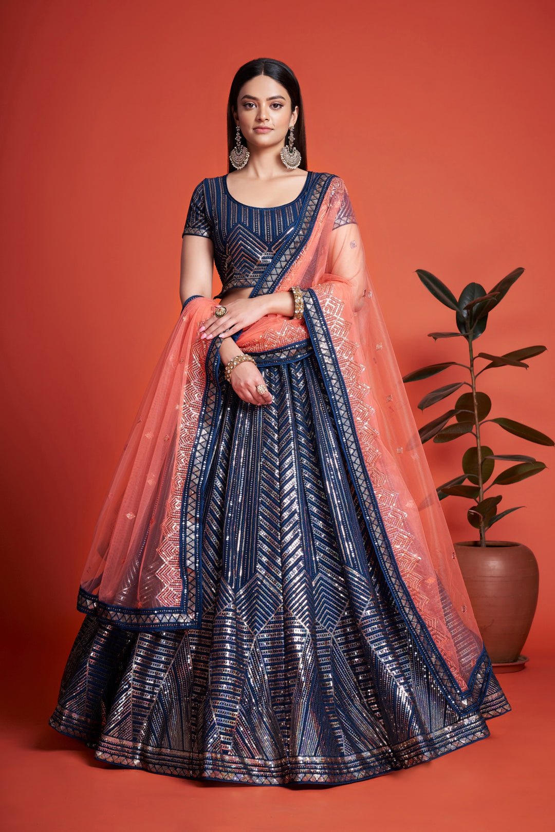 Designer Georgette Lehenga | Sequined & Embroidered for Weddings & Parties