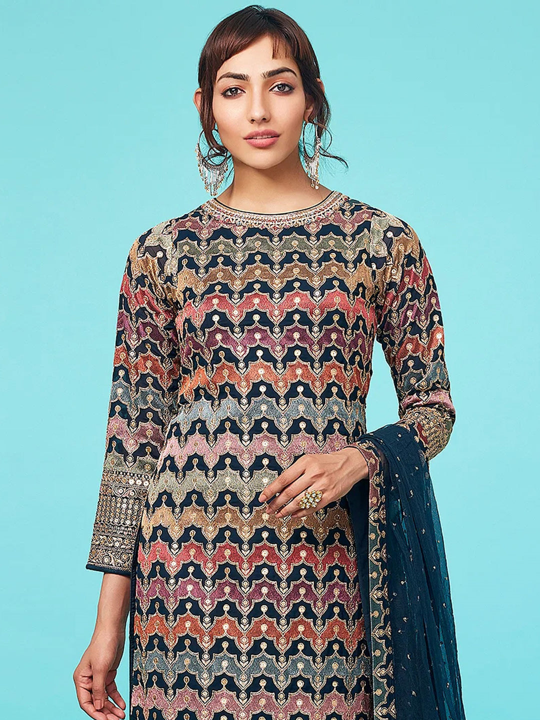 Designer Faux-Georgette Salwar Kameez | Traditional Embroidery & Wedding Wear