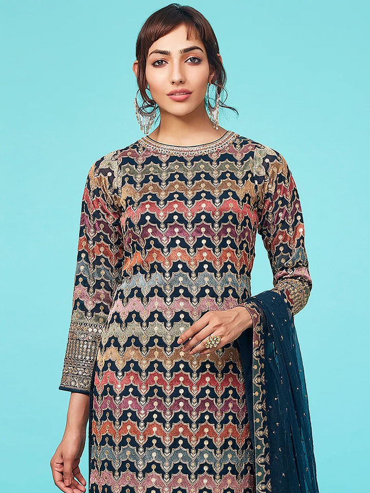 Designer Faux-Georgette Salwar Kameez | Traditional Embroidery & Wedding Wear