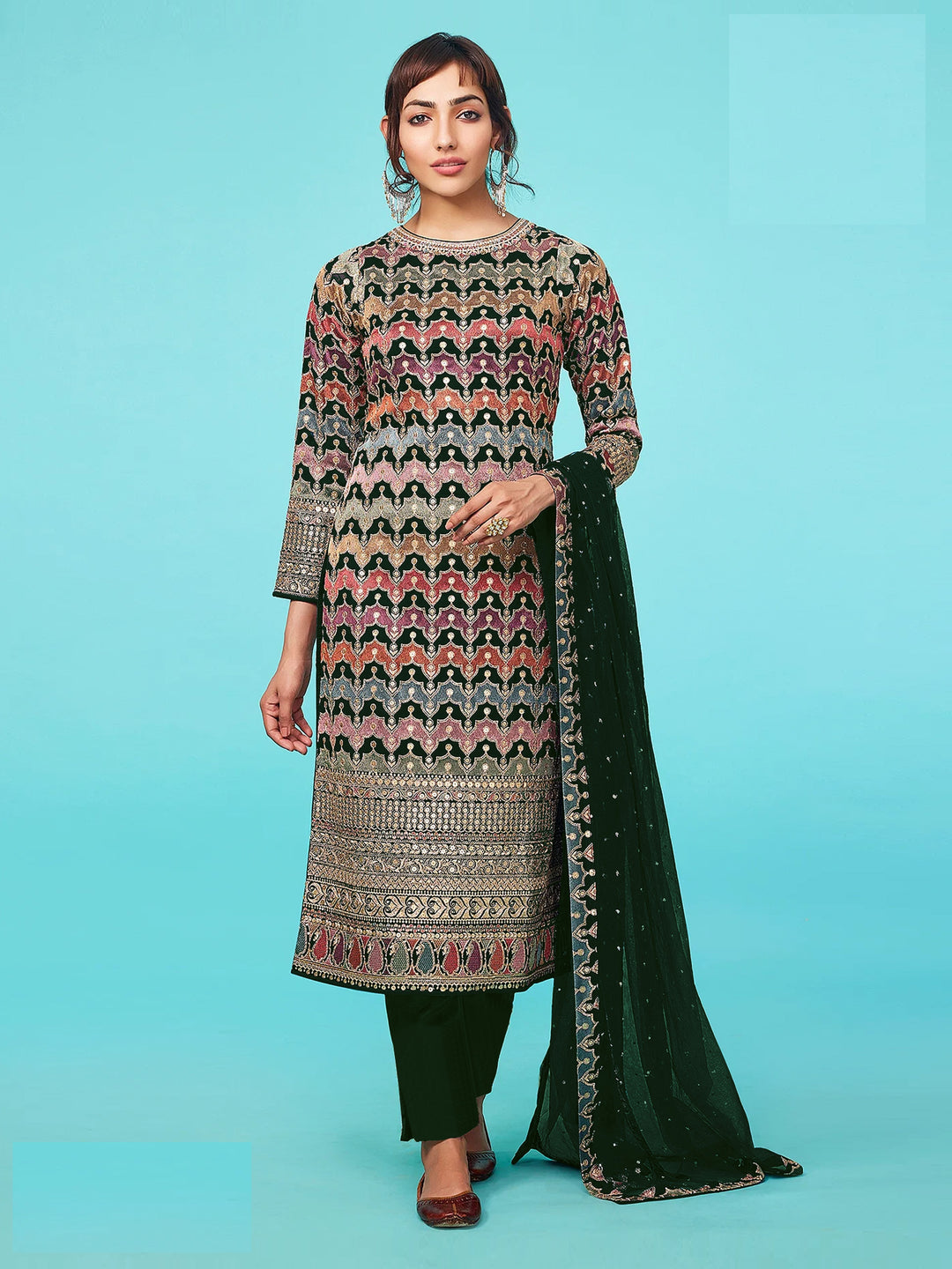 Designer Faux-Georgette Salwar Kameez | Traditional Embroidery & Wedding Wear