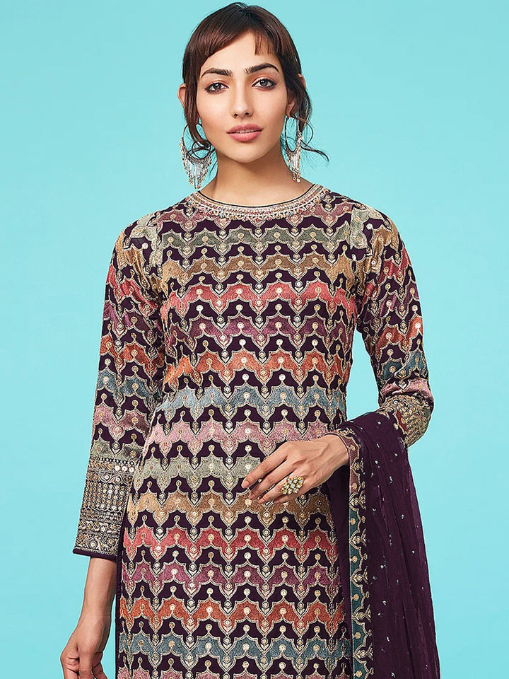 Designer Faux-Georgette Salwar Kameez | Traditional Embroidery & Wedding Wear