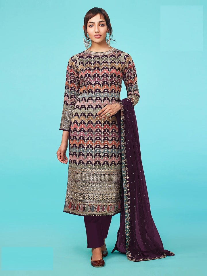 Designer Faux-Georgette Salwar Kameez | Traditional Embroidery & Wedding Wear