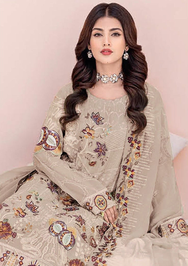 Designer Salwar Kameez | Floral Embroidery Work & Faux-Georgette Santoon Fabric