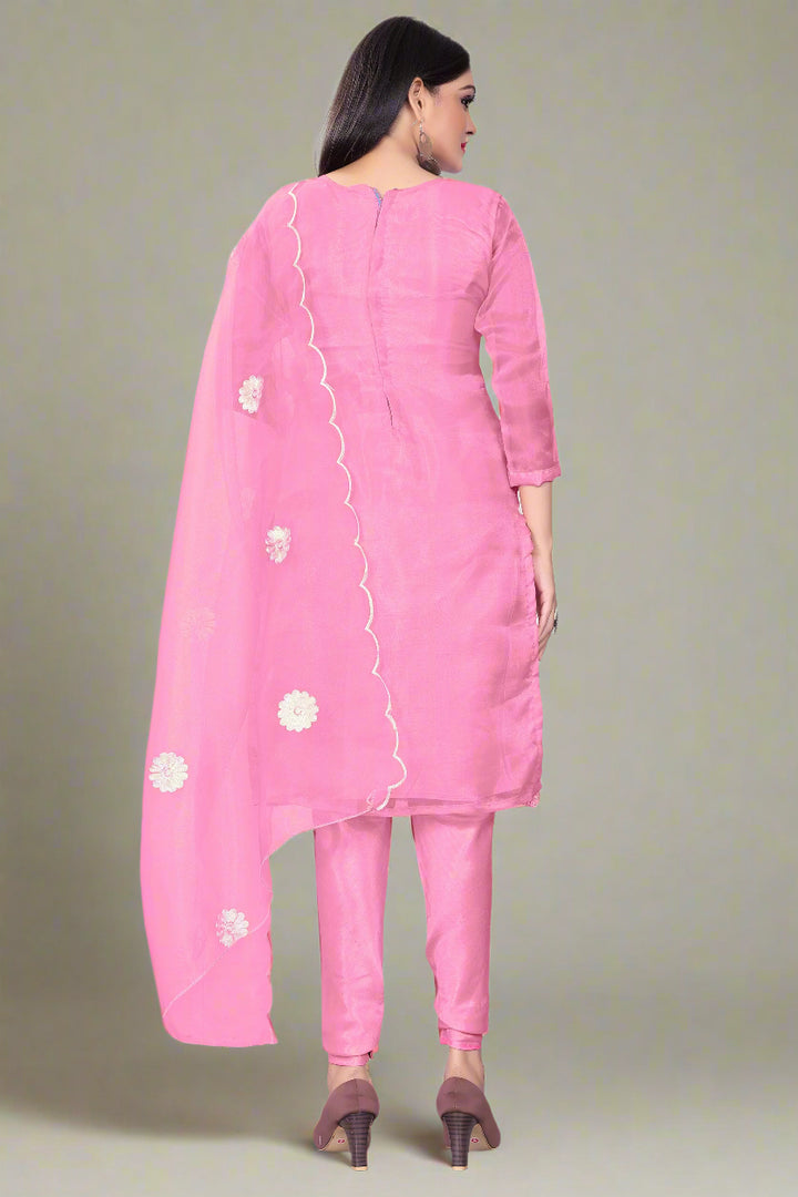 Floral-Printed Organza Salwar Kameez | Embroidered Traditional Wedding Outfit