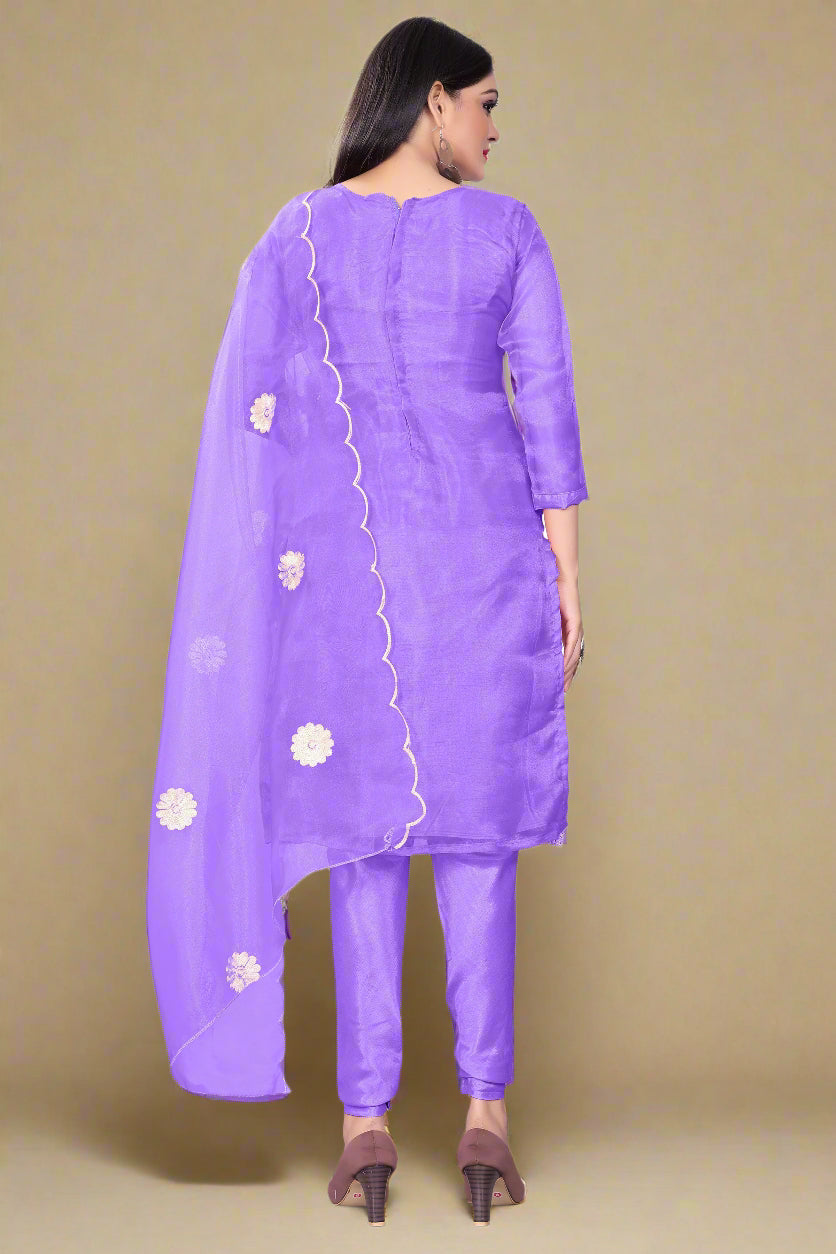 Floral-Printed Organza Salwar Kameez | Embroidered Traditional Wedding Outfit