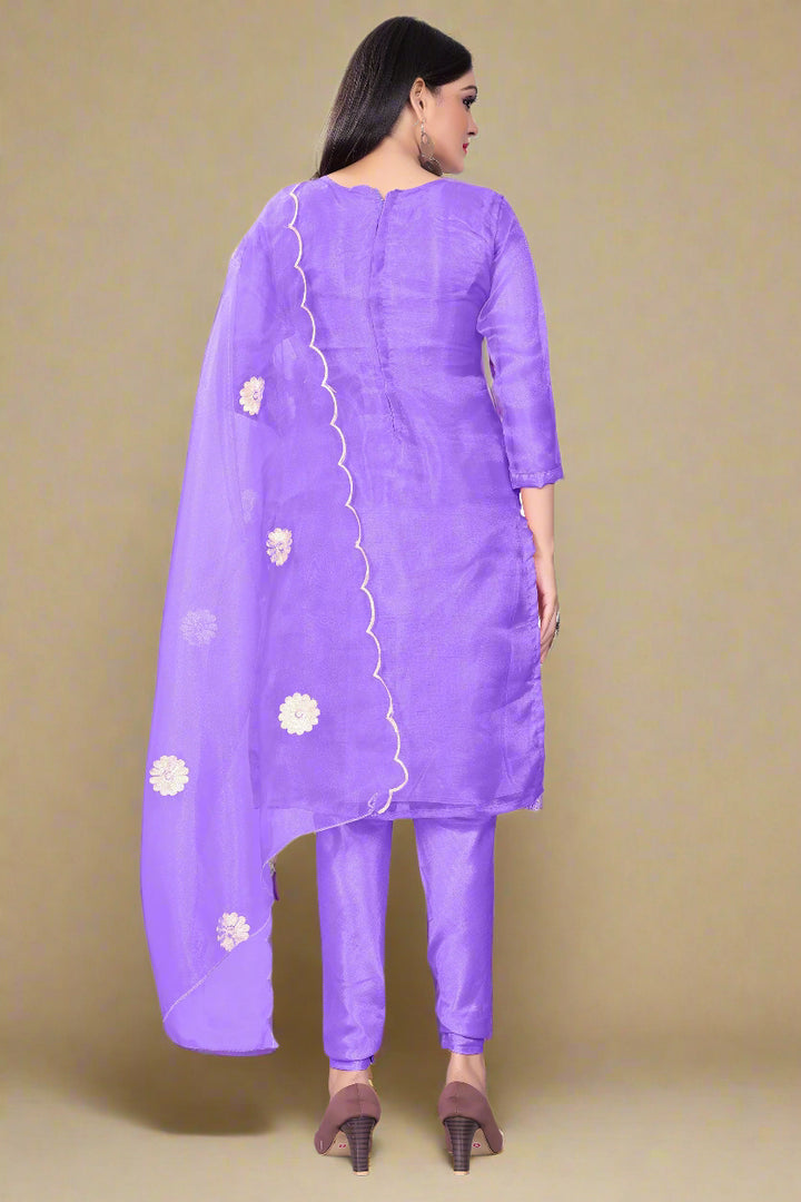 Floral-Printed Organza Salwar Kameez | Embroidered Traditional Wedding Outfit