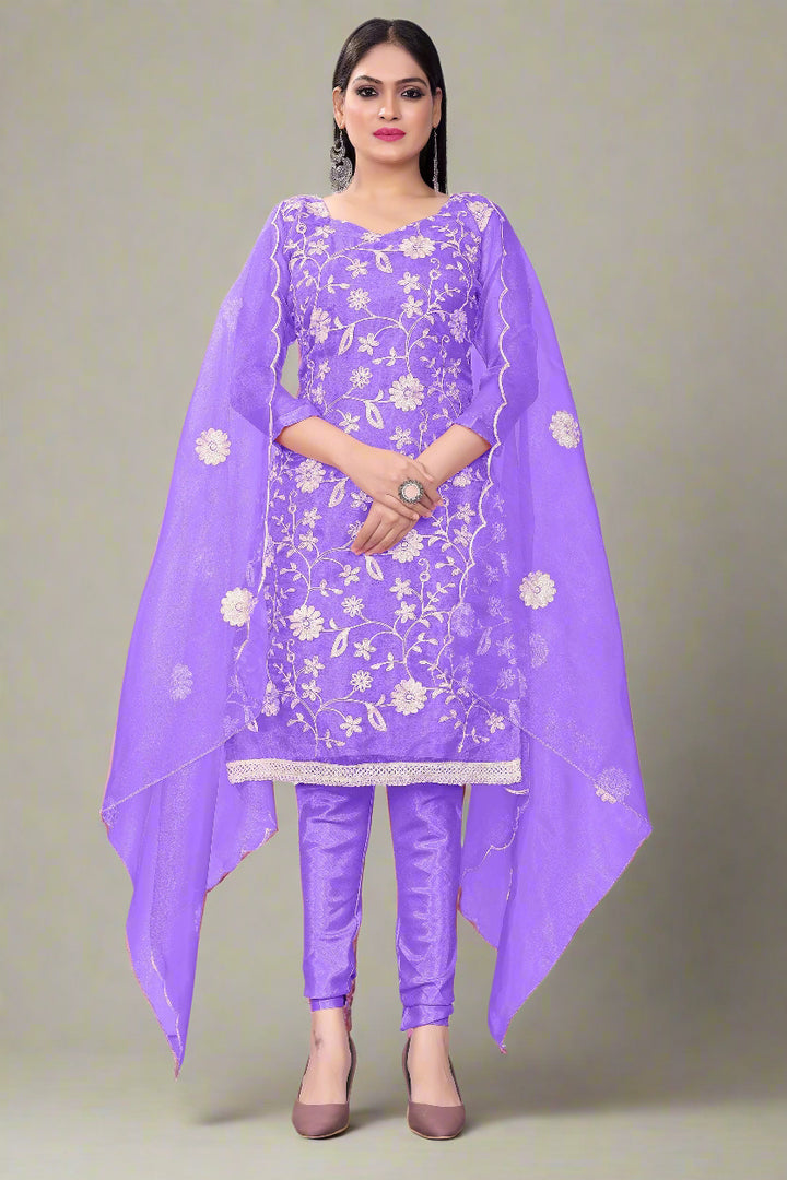 Floral-Printed Organza Salwar Kameez | Embroidered Traditional Wedding Outfit