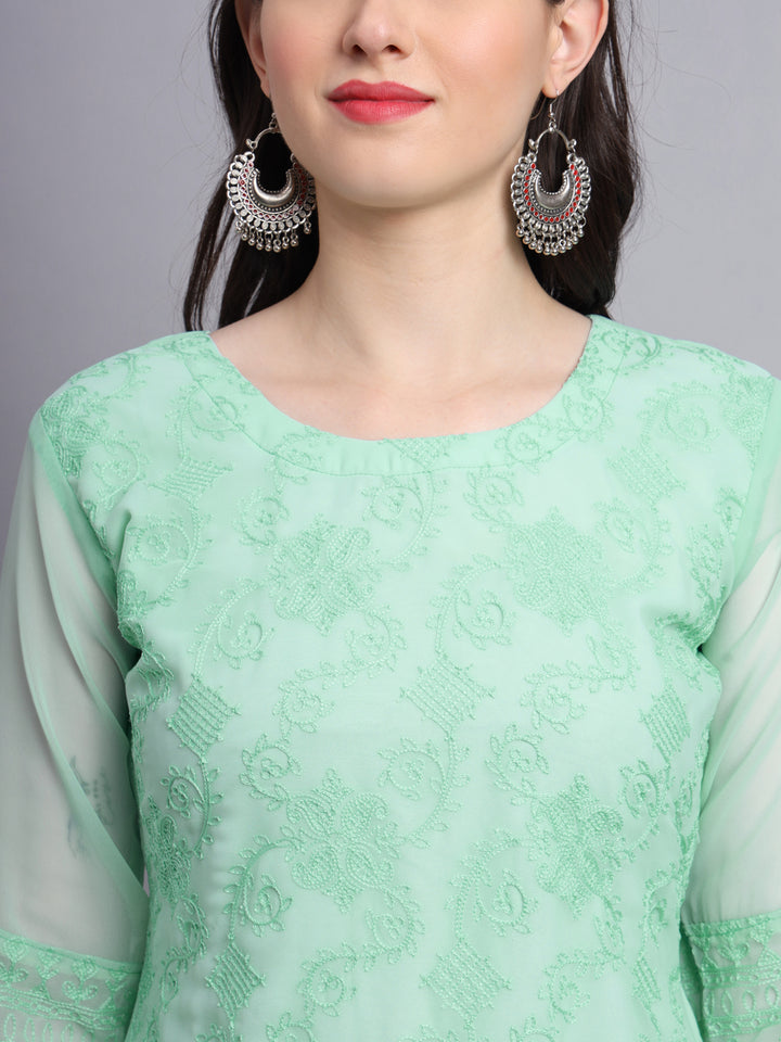 Floral Embroidered Straight Kurta | Women’s Elegant Georgette Kurti