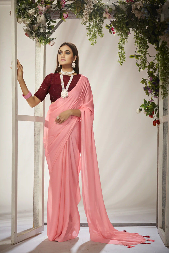 Kiwi-Crush Saree with Crochet Blouse | Crushed Sequence for Traditional Weddings