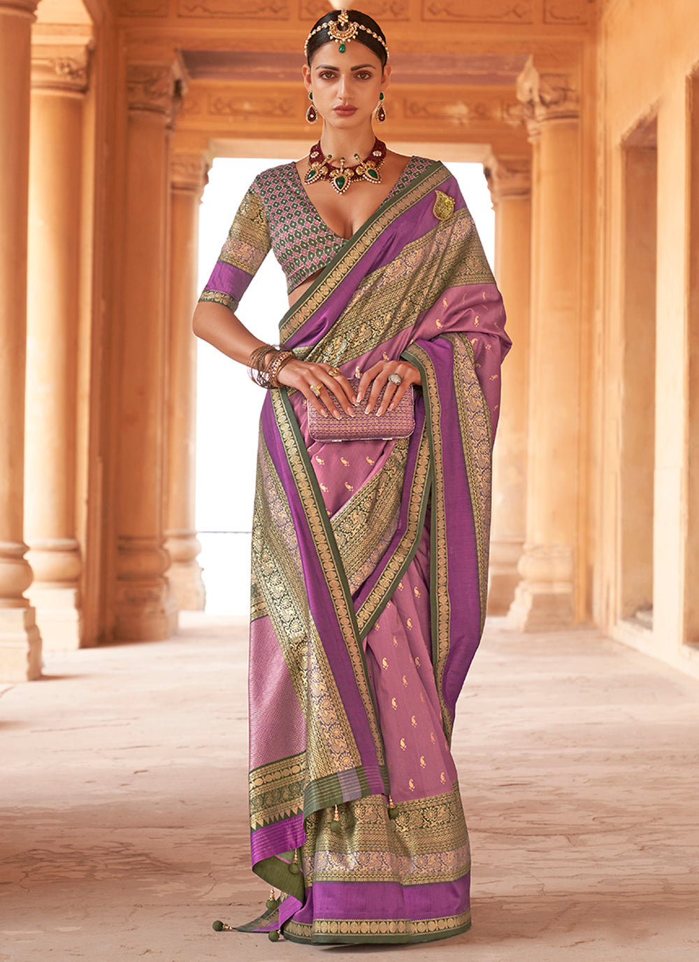 Heavy Woven Designer Patola Silk Saree | Gold-Printed Wedding & Party Wear