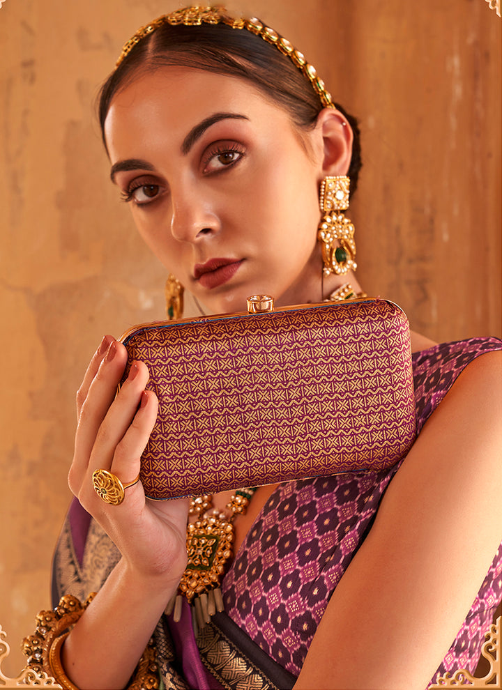 Heavy Woven Designer Patola Silk Saree | Gold-Printed Wedding & Party Wear