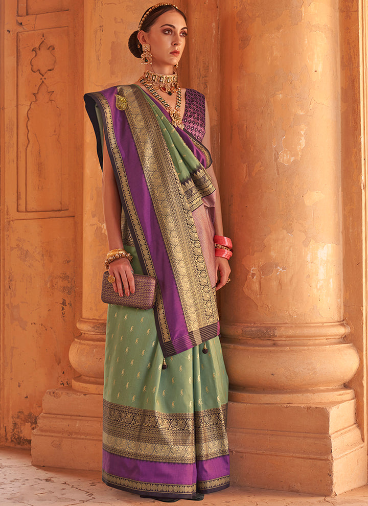 Heavy Woven Designer Patola Silk Saree | Gold-Printed Wedding & Party Wear