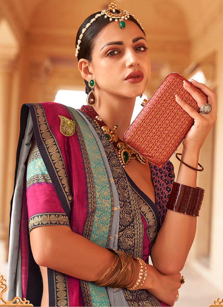 Heavy Woven Designer Patola Silk Saree | Gold-Printed Wedding & Party Wear