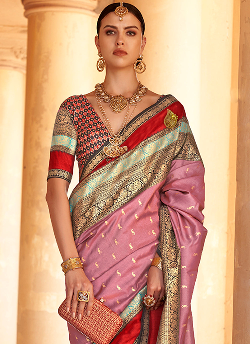 Heavy Woven Designer Patola Silk Saree | Gold-Printed Wedding & Party Wear