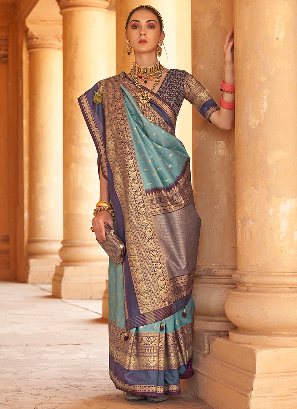 Heavy Woven Designer Patola Silk Saree | Gold-Printed Wedding & Party Wear