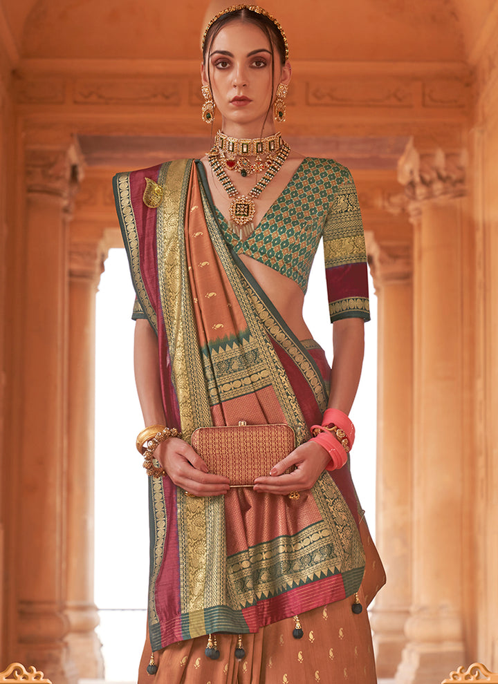 Heavy Woven Designer Patola Silk Saree | Gold-Printed Wedding & Party Wear