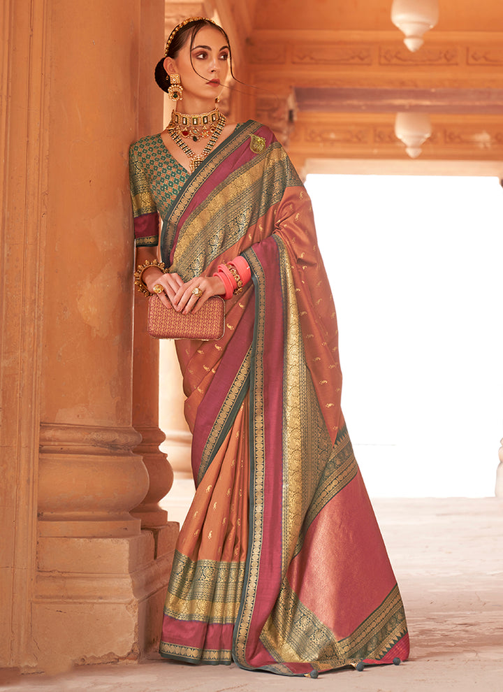 Heavy Woven Designer Patola Silk Saree | Gold-Printed Wedding & Party Wear