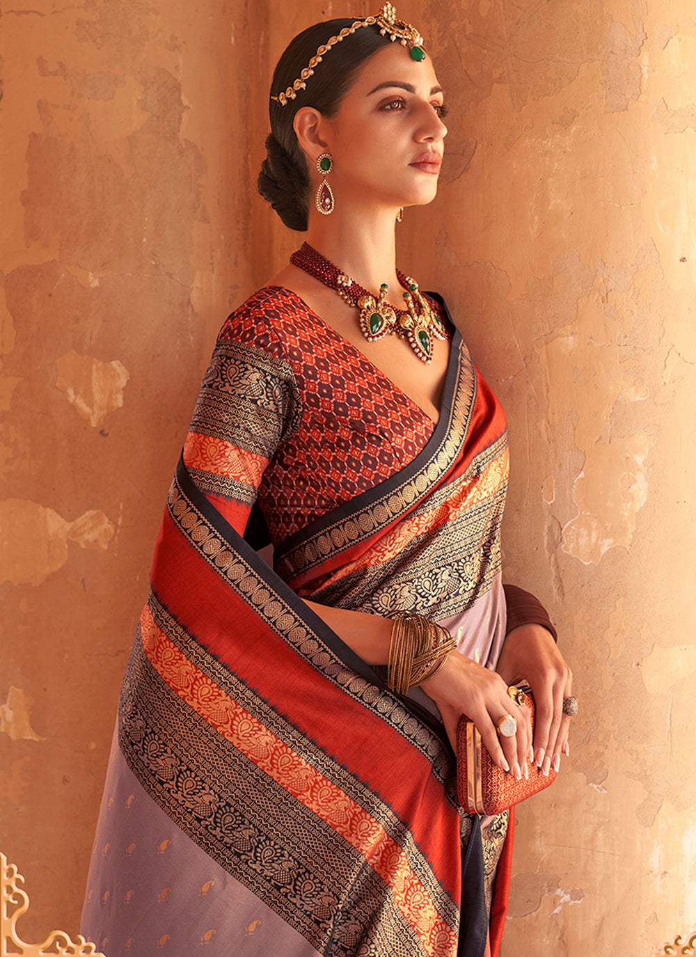 Heavy Woven Designer Patola Silk Saree | Gold-Printed Wedding & Party Wear