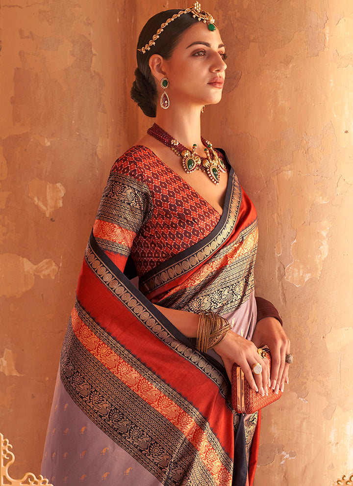 Heavy Woven Designer Patola Silk Saree | Gold-Printed Wedding & Party Wear