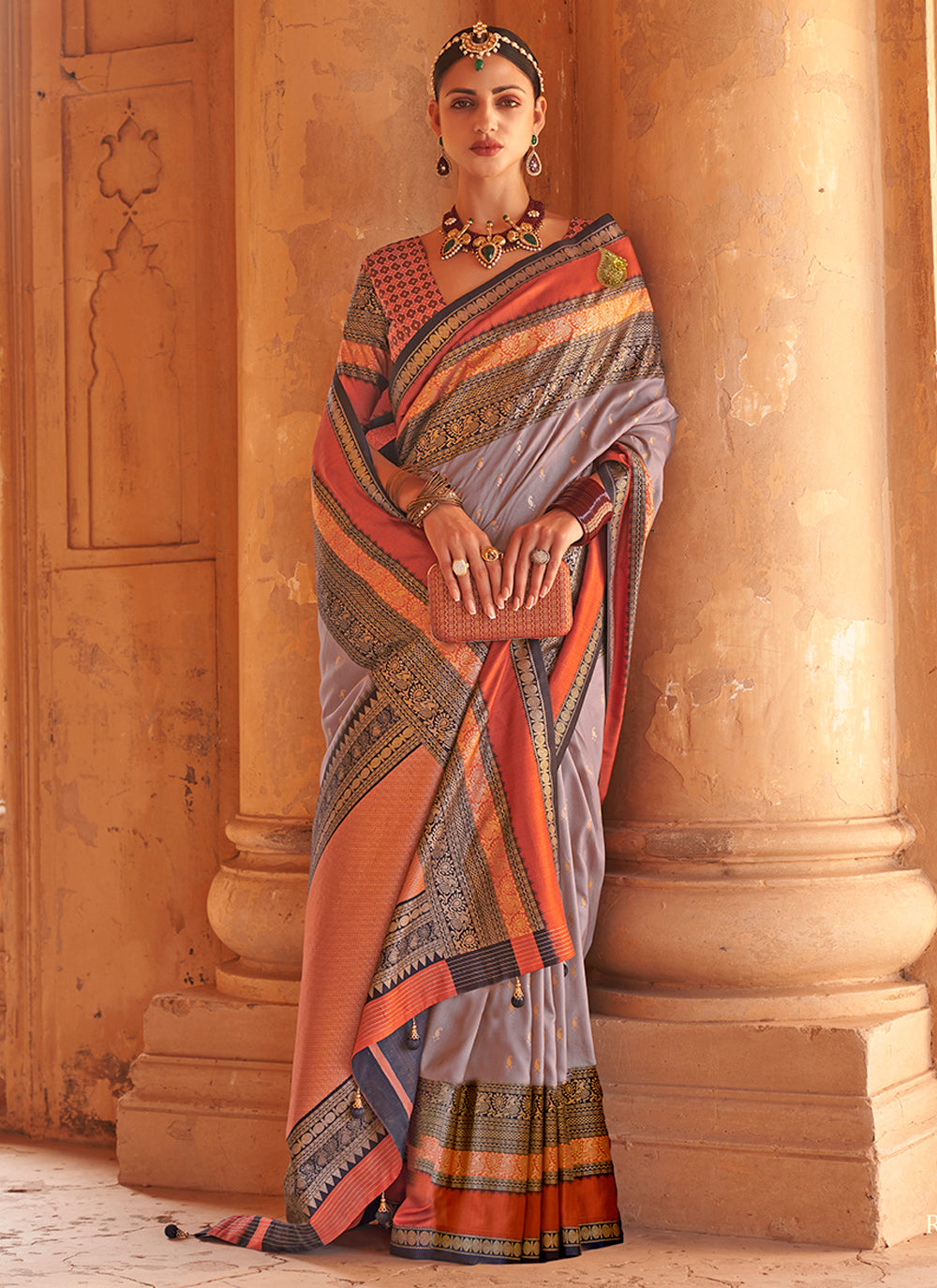 Heavy Woven Designer Patola Silk Saree | Gold-Printed Wedding & Party Wear