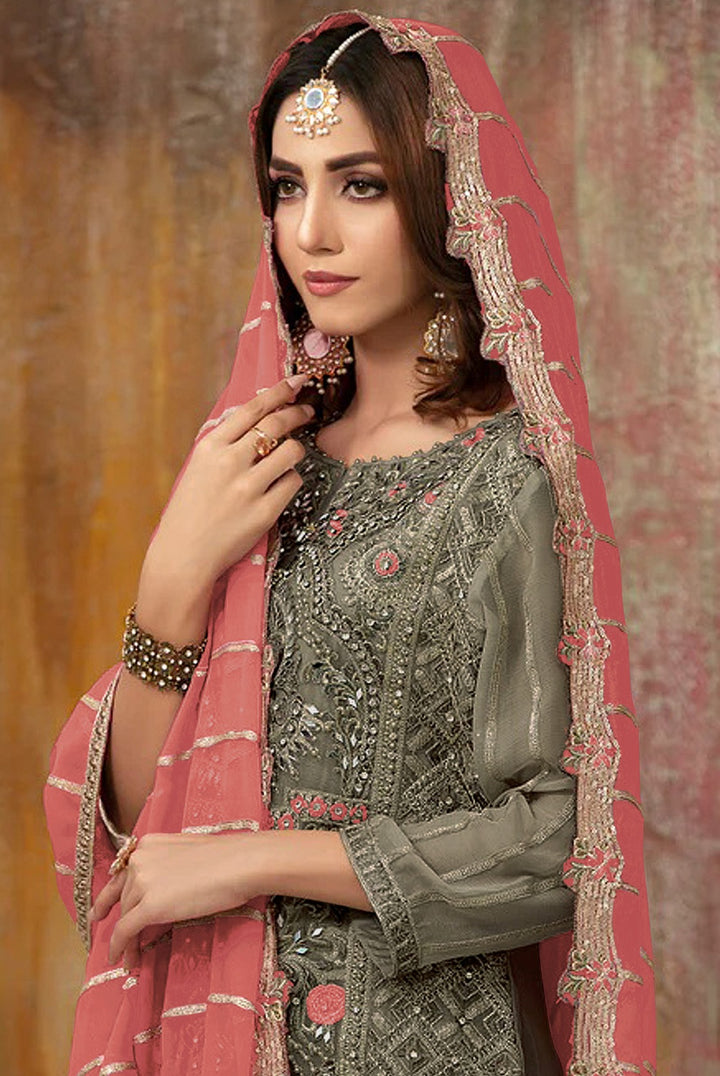 Faux-Georgette Salwar Kameez | Sequin Embroidery for Special Events