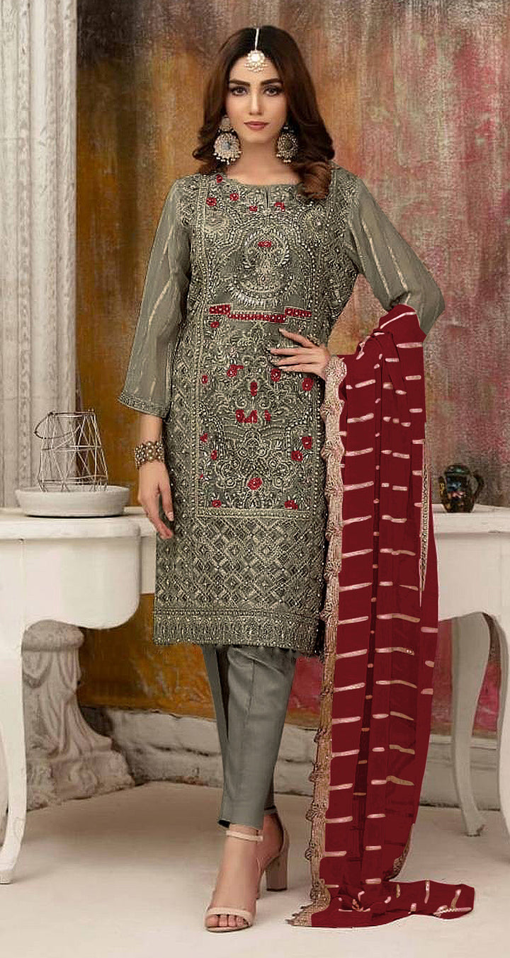 Designer Embroidered Salwar Suit | Luxurious Faux Georgette & Stylish Look