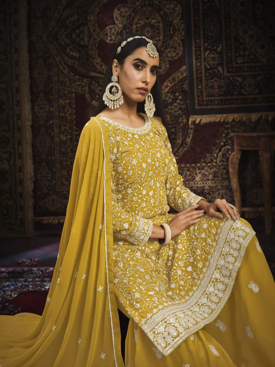 Chic Faux Georgette Sharara Suit | Perfect for Festive Wear