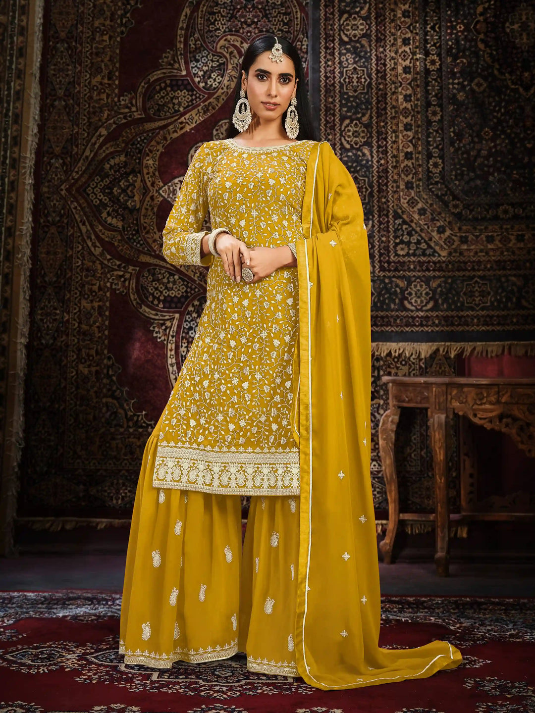 Chic Faux Georgette Sharara Suit | Perfect for Festive Wear