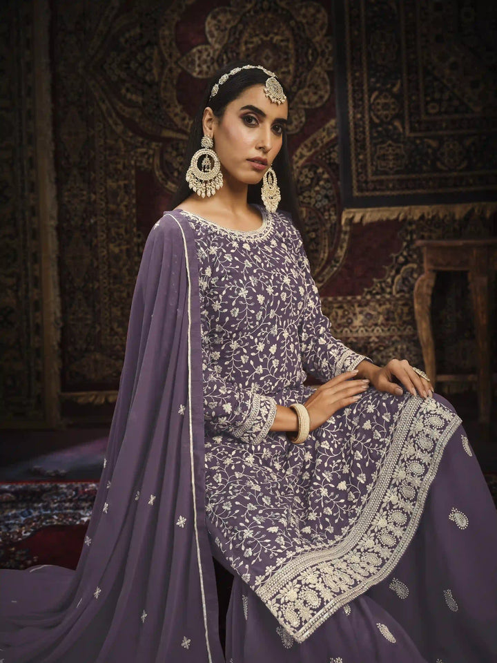 Chic Faux Georgette Sharara Suit | Perfect for Festive Wear