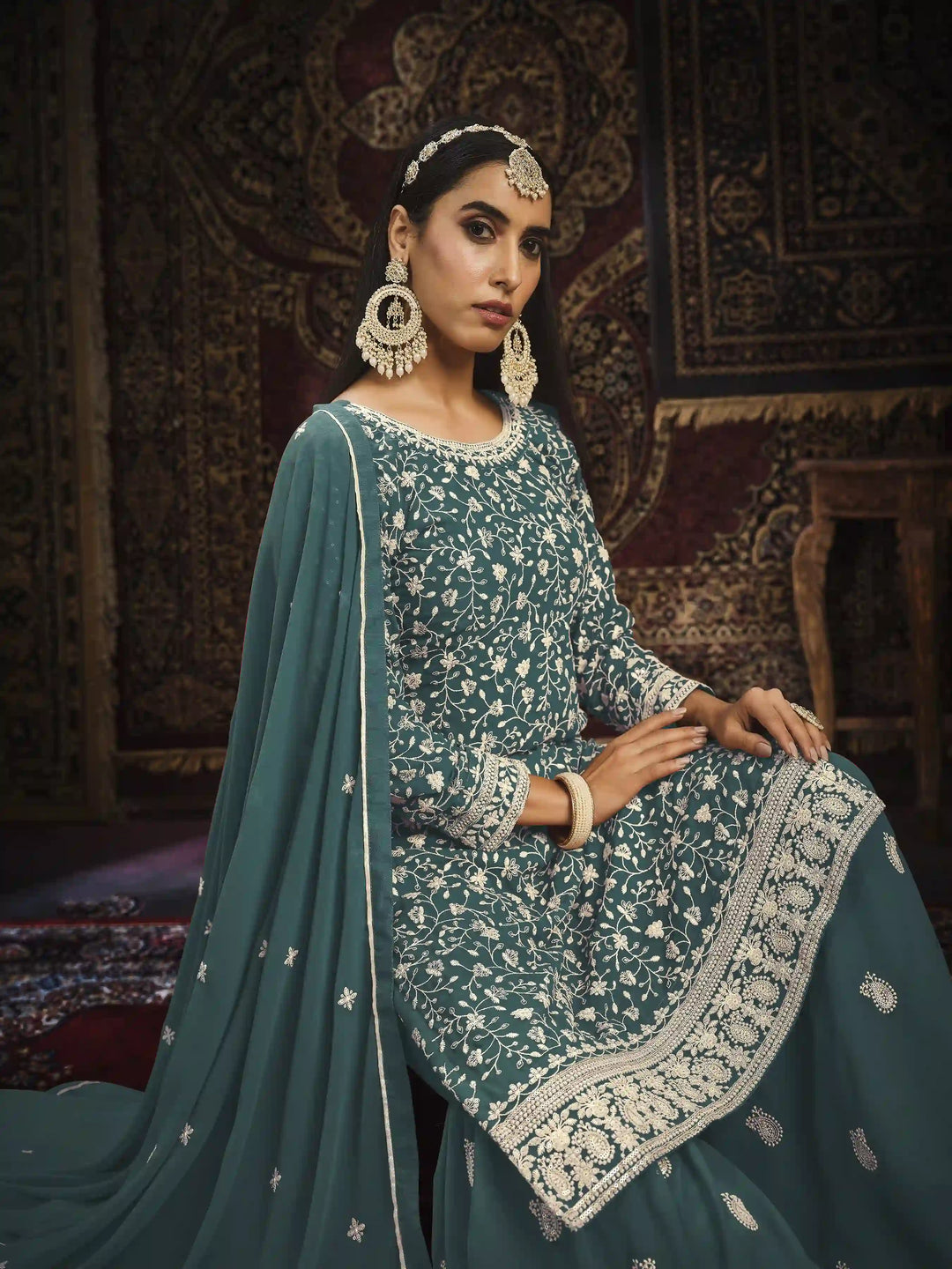 Chic Faux Georgette Sharara Suit | Perfect for Festive Wear