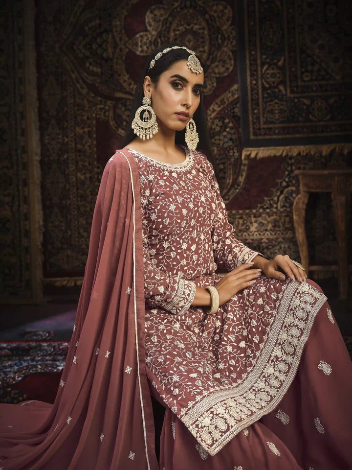 Chic Faux Georgette Sharara Suit | Perfect for Festive Wear