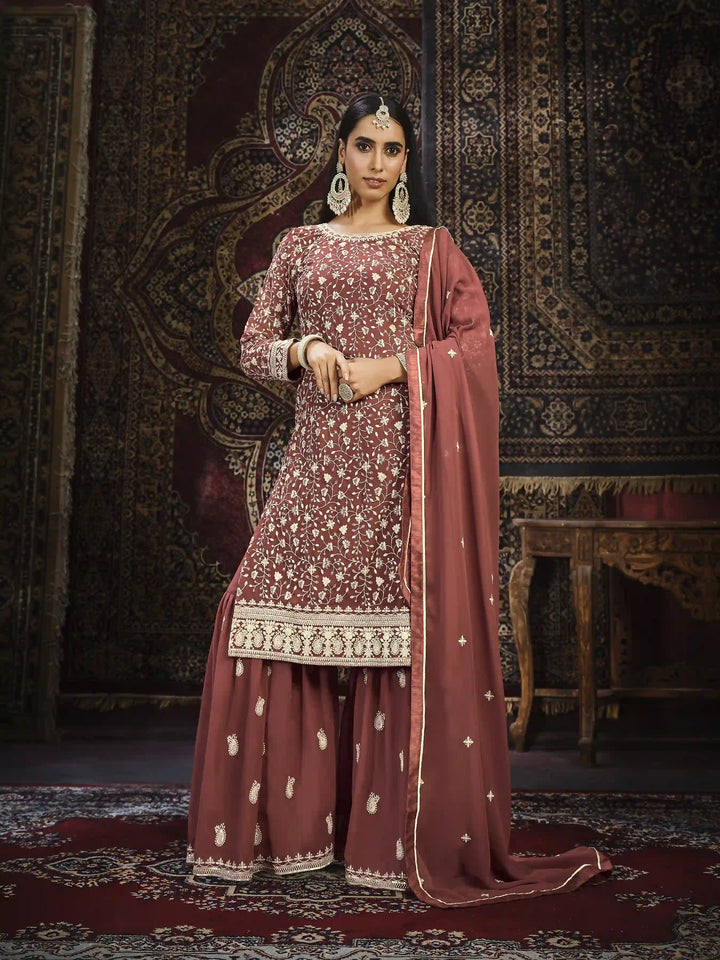 Chic Faux Georgette Sharara Suit | Perfect for Festive Wear