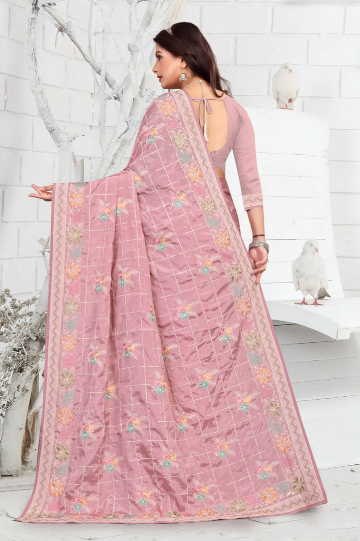 Elegant Crepe Saree with Thread-Embroidery | Traditional Wedding Wear & Party Ready