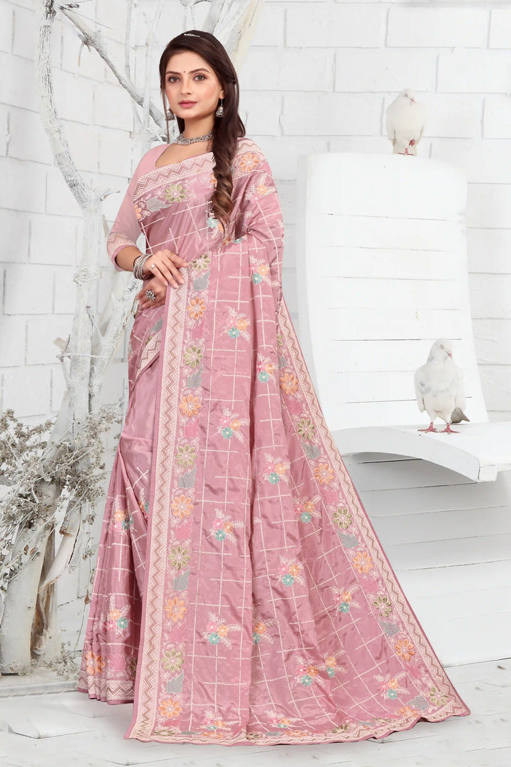 Elegant Crepe Saree with Thread-Embroidery | Traditional Wedding Wear & Party Ready