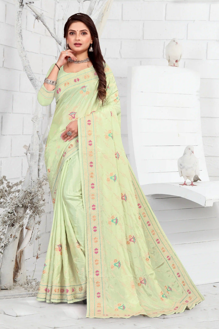 Elegant Crepe Saree with Thread-Embroidery | Traditional Wedding Wear & Party Ready
