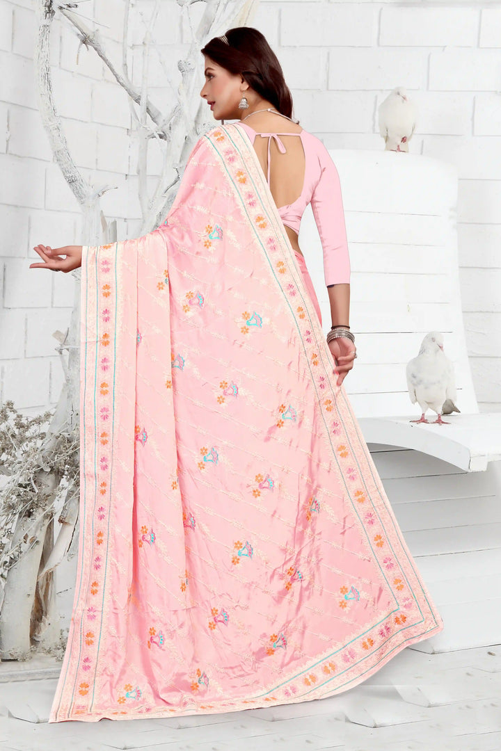 Elegant Crepe Saree with Thread-Embroidery | Traditional Wedding Wear & Party Ready