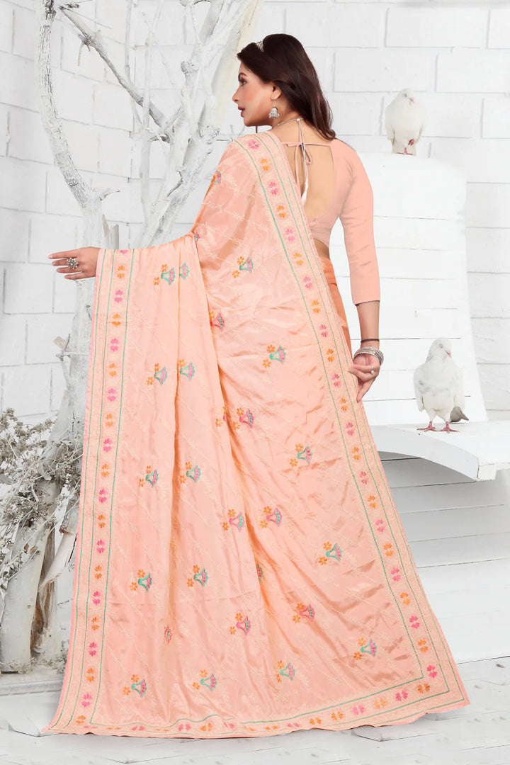 Elegant Crepe Saree with Thread-Embroidery | Traditional Wedding Wear & Party Ready