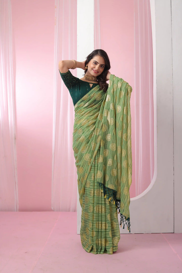 Georgette Saree with Art-Silk Blouse | Sequence Work & Designer-Printed Wedding Wear