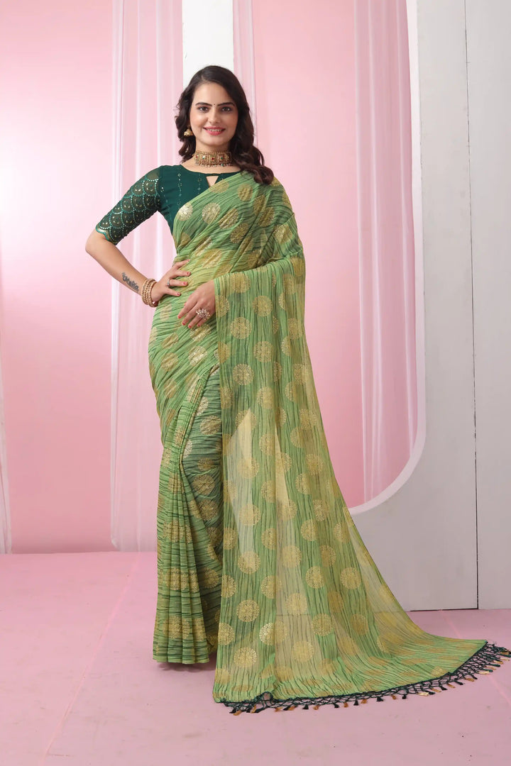 Georgette Saree with Art-Silk Blouse | Sequence Work & Designer-Printed Wedding Wear